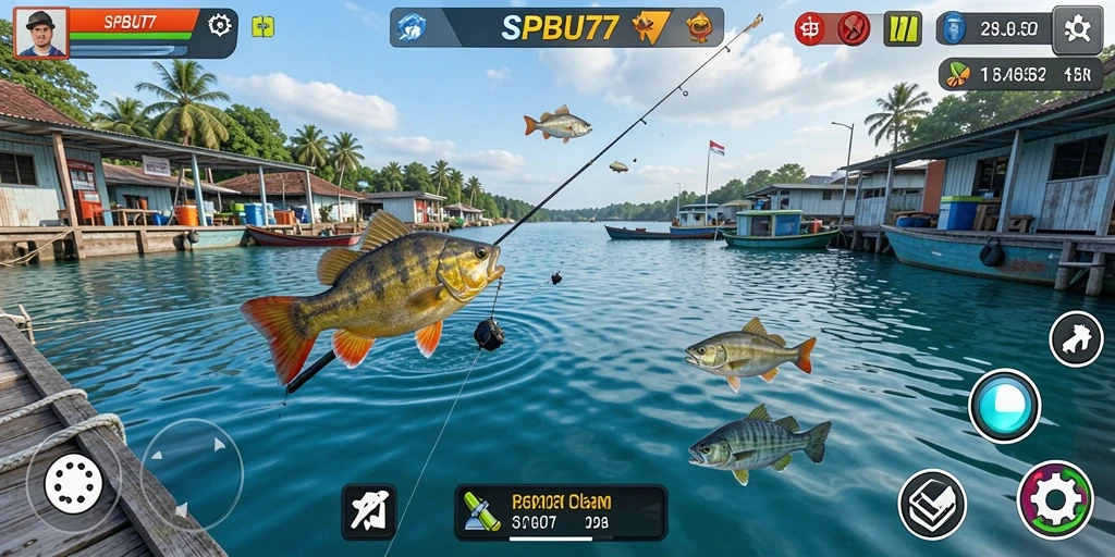 Gameplay memancing yang seru dan mendebarkan di SPBU77.